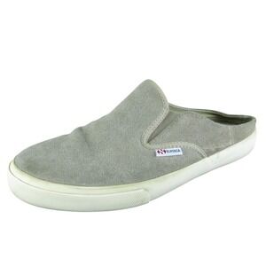 Superga Women Mules Shoes Size 9 Medium Gray Leather Slip On